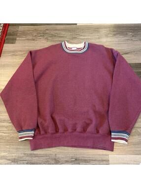 vintage blank pink ringer crewneck sweatshirt 90s XL